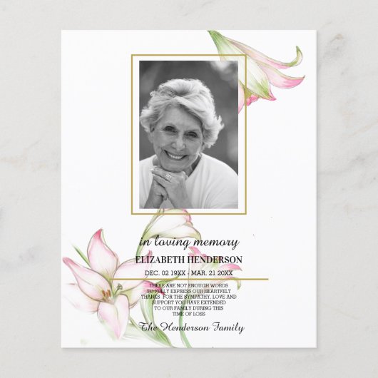 PHOTO予算の悔やみや弔慰愛情のあるメモリ。フライヤー チラシ (正面)