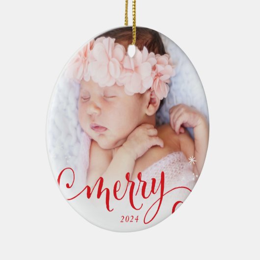 PHOTO家族メリーおもしろい書道オーバーレイ赤 セラミックオーナメント (右)