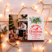 Photo私たちの初めてのクリスマスとしてママとパパ シーズンカード