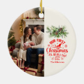 Photo私たちの初めてのクリスマスとしてママとパパ セラミックオーナメント (裏面)