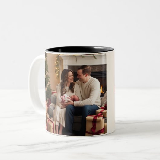 Photo私たちの初めてのクリスマスとしてママとパパ ツートーンマグカップ (正面左)