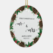 Photo私たちの初めてのクリスマスはMr. & Mrs. Newlyweds セラミックオーナメント (右)