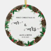 Photo私たちの初めてのクリスマスはMr. & Mrs. Newlyweds セラミックオーナメント (正面)