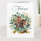 PHOTO'結婚s Thank You Eucalyptus 葉 Gift カード (正面)