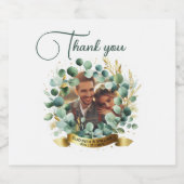 PHOTO'結婚s Thank You Eucalyptus 葉 Gift リキュールボトルラベル (シングルラベル)