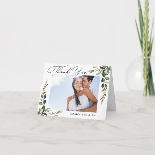 PHOTO エレガント Eucalyptus水彩フローラ サンキューカード (正面)