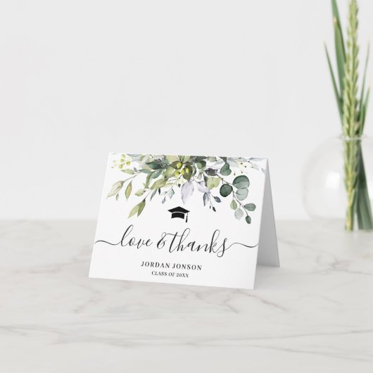 PHOTO エレガント Eucalyptus Greenery卒業 サンキューカード (正面)