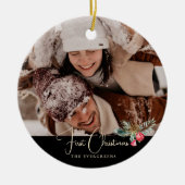 Photo エレガント Greenery Bellモダン初めてのクリスマス セラミックオーナメント (正面)