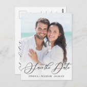 PHOTO エレガント Wedding日付の保存 ポストカード (正面/裏面)