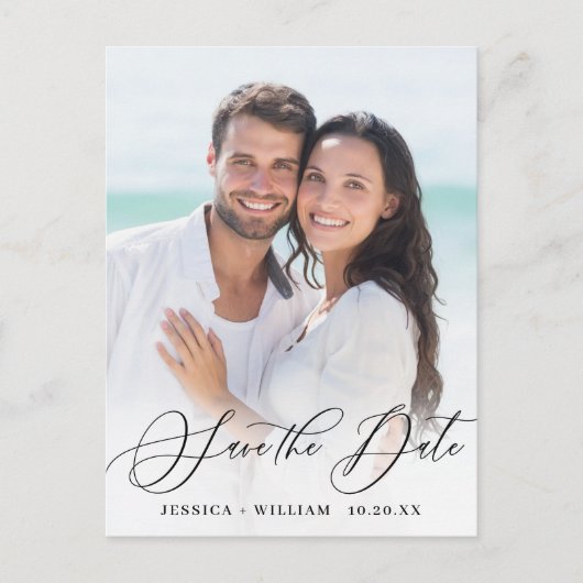 PHOTO エレガント Wedding日付の保存 ポストカード (正面)