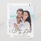 PHOTO エレガント Wedding日付の保存 ポストカード (正面/裏面)