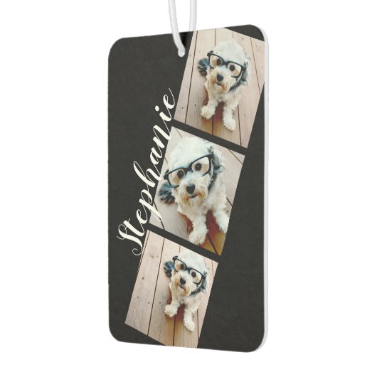 Photo カスタム Collage - 3枚の写真フィルムストリップブラック カーエアーフレッシュナー (左)