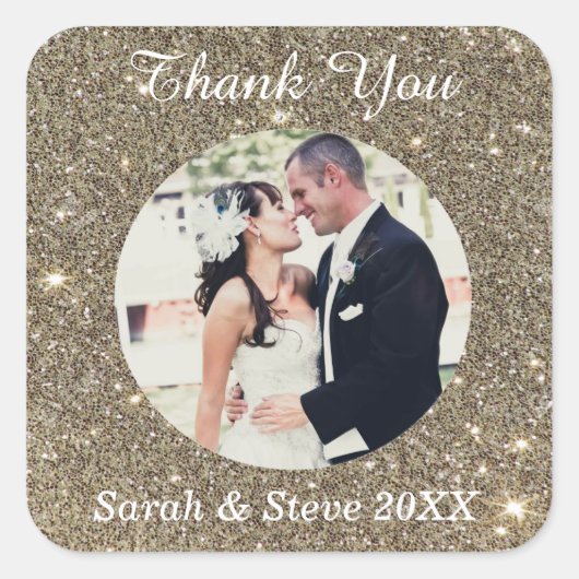 Photo カスタム Thank Youスタンプ スクエアシール (正面)