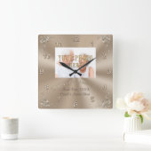 PHOTO パーソナライズされた 60th結婚周年時計 スクエア壁時計 (ホーム)