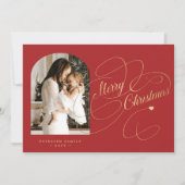 Photo パーソナライズされた Merry Christmasスクリプエレガントト シーズンカード (正面)