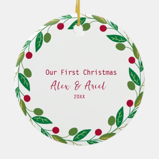 Photo パーソナライズされた Twin Boys初めてのクリスマス セラミックオーナメント (裏面)