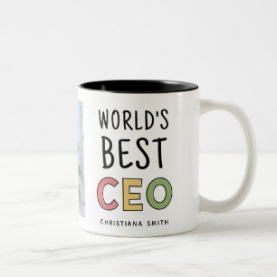 Photo パーソナライズされた WorldのCEO最高の ツートーンマグカップ