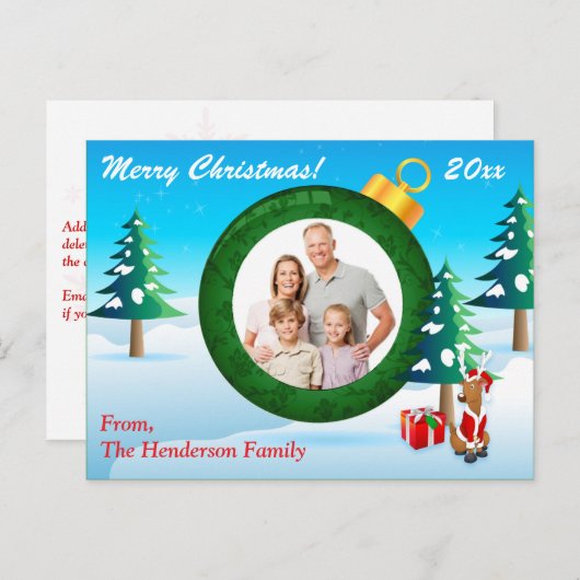PHOTO パーソナライズされたChristmas Ornament Post Card 4 シーズンポストカード (正面/裏面)