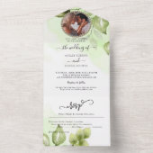 Photo ミニマル Greenery Folids結婚 All In オールインワン招待状 (内側)