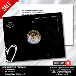 PHOTO ミニマル Save the Date – ブラック品質モダン ポストカード