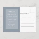 Photo モダン Dusty Blue日付を保存結婚する 案内ポストカード (裏面)