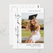 PHOTO モダン Graduation Party招待状 ポストカード (正面/裏面)