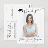 PHOTO モダン Graduation Thank You Postcar ポストカード (正面/裏面)