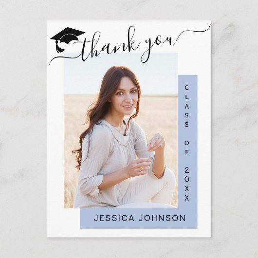 PHOTO モダン Graduation Thank You Postcar ポストカード (正面)