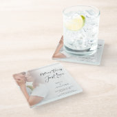 Photo モダン Nothing ファンシー Just love日付を保存 ガラスコースター (アングル)