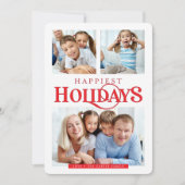 PHOTO 数々のシンプルHappiestモダン Holidays red シーズンカード (正面)