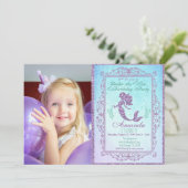 PHOTO – 海の下のマーメイドプールパーティー誕生日 招待状 (スタンド正面)