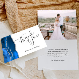Photo 王室の Blue Agate Silver 結婚's Thank You カード