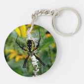 Photo 素晴らし Orb Spiderのくもの巣 キーホルダー (裏面)