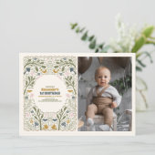 Photo 素朴 Green Woodland Fern 1st誕生日 招待状 (スタンド正面)