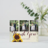 Photo 素朴 Sunflowerモダン 結婚 S Thank You ポストカード (スタンド正面)