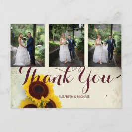 Photo 素朴 Sunflowerモダン 結婚 S Thank You ポストカード