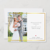 PHOTO 結婚's THANK YOUモダン赤面ピンク金ゴールド サンキューカード (裏面)