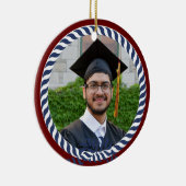 Photo 航海の Navy Blue White ストライプ Decisation セラミックオーナメント (右)