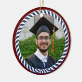 Photo 航海の Navy Blue White ストライプ Decisation セラミックオーナメント (左)