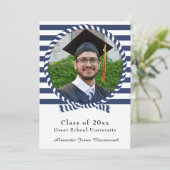 Photo 航海の Navy Blue White ストライプ Decisation 案内状 (スタンド正面)