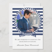 Photo 航海の Navy Blue White ストライプ Decisation 案内状 (裏面)