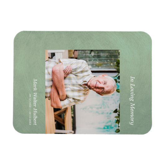 Photo 親愛 One Remember フェイク Green Metallic Effect マグネット (横)