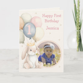 Photo 1st Birthday Folded Greeting Card カード