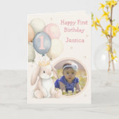 Photo 1st Birthday Folded Greeting Card カード (黄色い花)