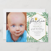 PHOTO - 1st Birthday Little Prince Leaf招待状 招待状 (正面)