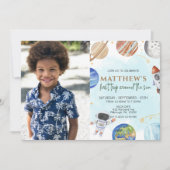 Photo 1st Birthday Party First Trip Around The Sun 招待状 (正面)