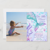 Photo 1st Birthday Under The Sea Mermaid Party 招待状 (正面)