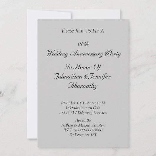 Photo 25th Wedding Anniversary Party Invitation 招待状 (裏面)