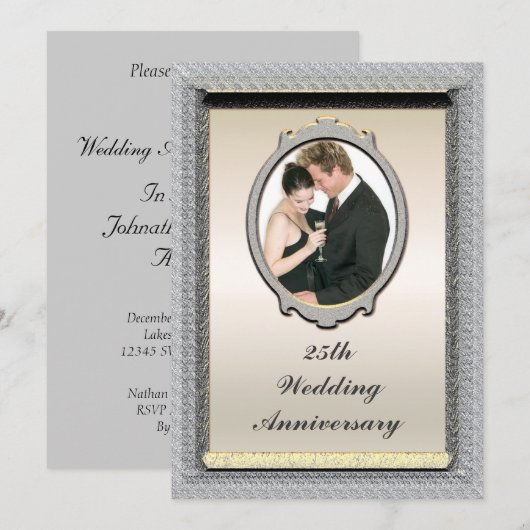 Photo 25th Wedding Anniversary Party Invitation 招待状 (正面/裏面)