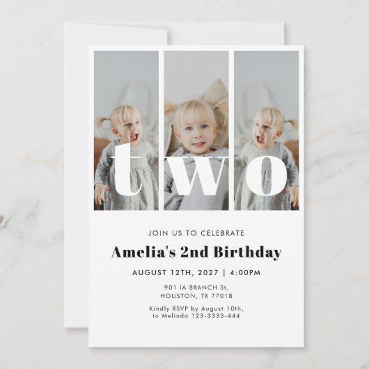 Photo 2nd Birthday Invitation 招待状 (正面)